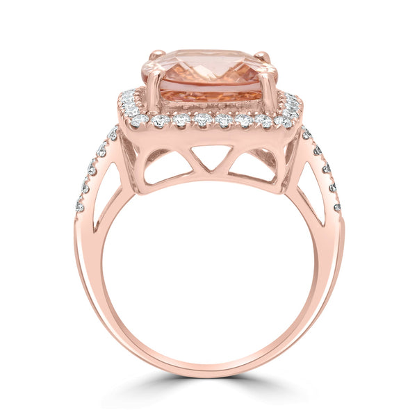 5.46ct Morganite Rings with 0.56tct Diamond set in 14K Rose Gold