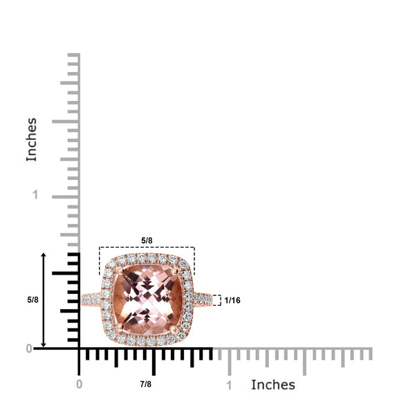 5.46ct Morganite Rings with 0.56tct Diamond set in 14K Rose Gold