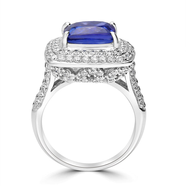 4.23ct Tanzanite Rings with 1.54tct Diamond set in 14K White Gold