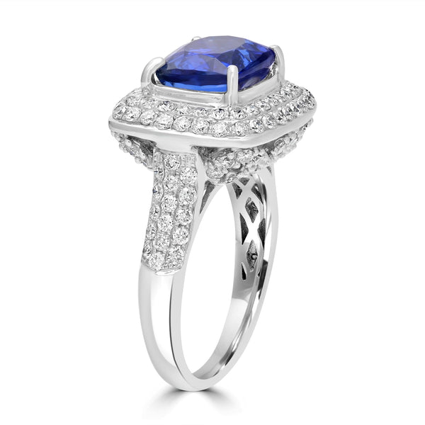 4.23ct Tanzanite Rings with 1.54tct Diamond set in 14K White Gold