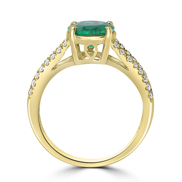 1.92ct  Emerald Rings with 0.31tct Diamond set in 14K Yellow Gold