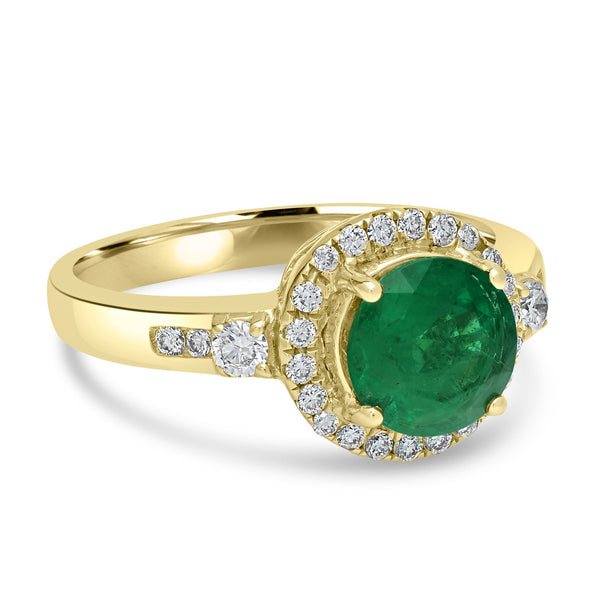 1.6ct Emerald Rings with 0.37tct Diamond set in 14K Yellow Gold