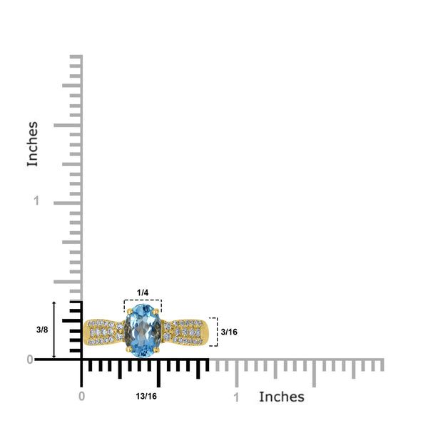 1.2ct Aquamarine Ring with 0.23tct Diamonds set in 14K Yellow Gold