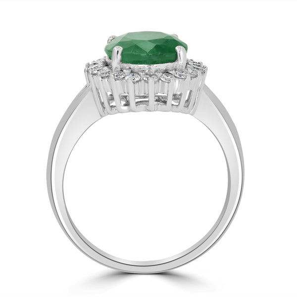 2.99ct Emerald Ring with 0.34tct Diamonds set in 14K White Gold