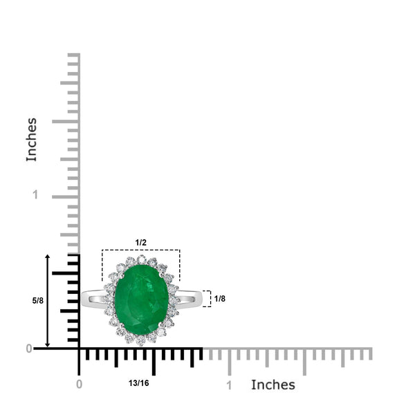 2.99ct Emerald Ring with 0.34tct Diamonds set in 14K White Gold