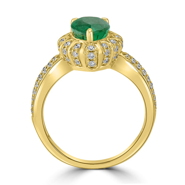 2.1ct Emerald Ring with 0.44tct Diamonds set in 14K Yellow Gold