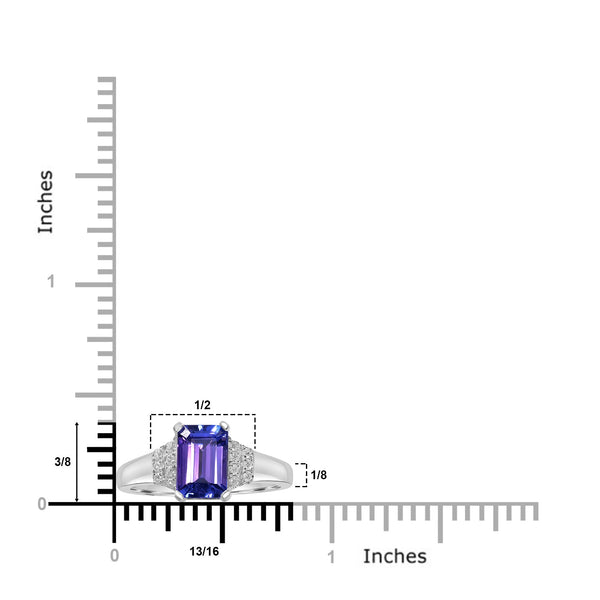 1.52ct Tanzanite Rings with 0.08tct Diamond set in 14K White Gold