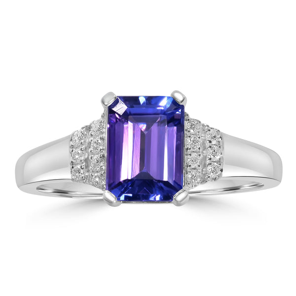 1.52ct Tanzanite Rings with 0.08tct Diamond set in 14K White Gold