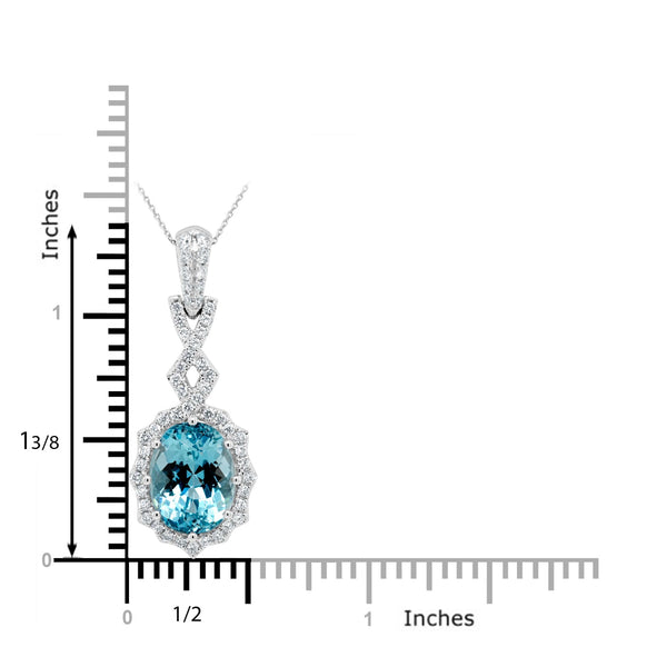 4.47Ct Aquamarine Pendant With 0.46Tct Diamonds Set In 14K White Gold