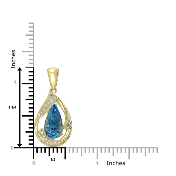 1.94ct Aquamarine Pendants with 0.14tct Diamond set in 14K Yellow Gold