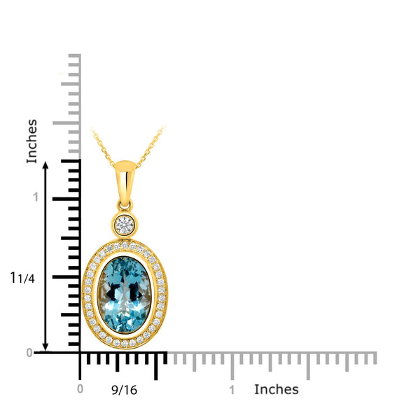 4.61ct Aquamarine Pendant with 0.36tct Diamonds set in 14K Yellow Gold