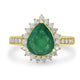 2.1ct  Emerald Rings with 0.45tct Diamond set in 18K Yellow Gold