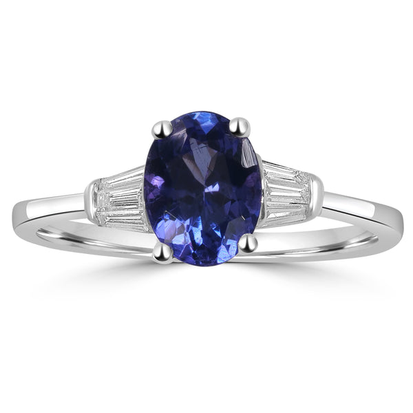 0.5ct Tanzanite Rings with 0.1tct Diamond set in 14K White Gold