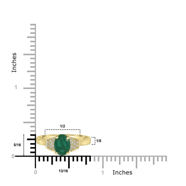 1.07ct Emerald Rings with 0.07tct Diamond set in 14K Yellow Gold