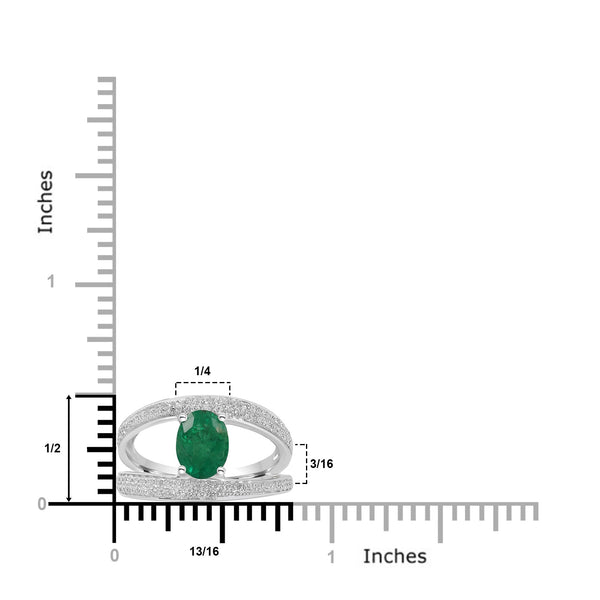 1.3ct Emerald Rings with 0.45tct Diamond set in 14K White Gold