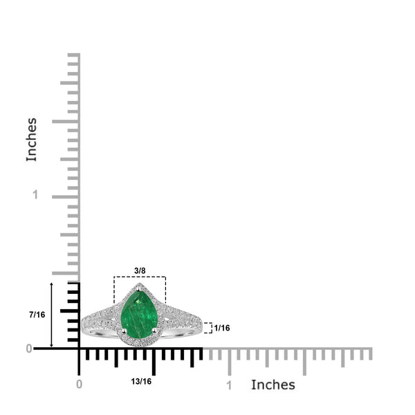 1.33ct Emerald Rings with 0.36tct Diamond set in 14K White Gold