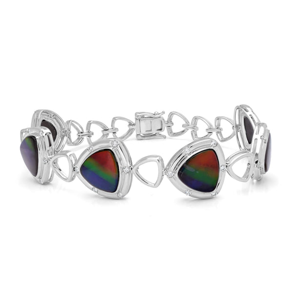 12.96tct Ammolite Bracelets with 0.47tct Diamond set in 14K White Gold