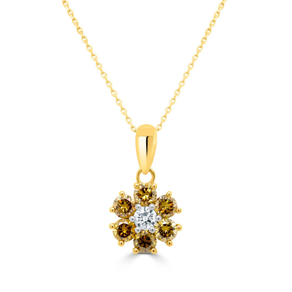 0.57tct Green Diamond Pendant with 0.1tct Diamonds set in 14K Yellow Gold