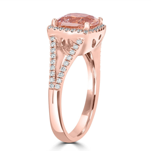 2.27ct Morganite Ring with 0.32tct Diamonds set in 14K Rose Gold