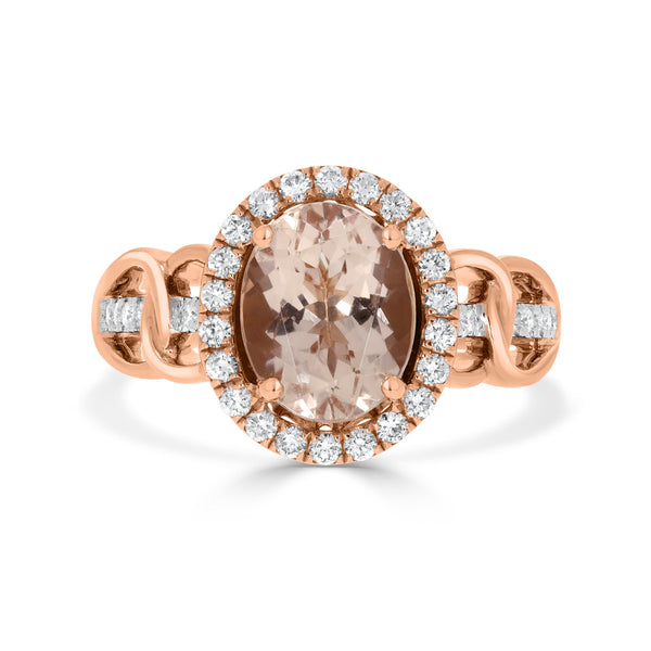 2.4ct Morganite Rings with 0.36tct Diamond set in 14K Two Tone Gold