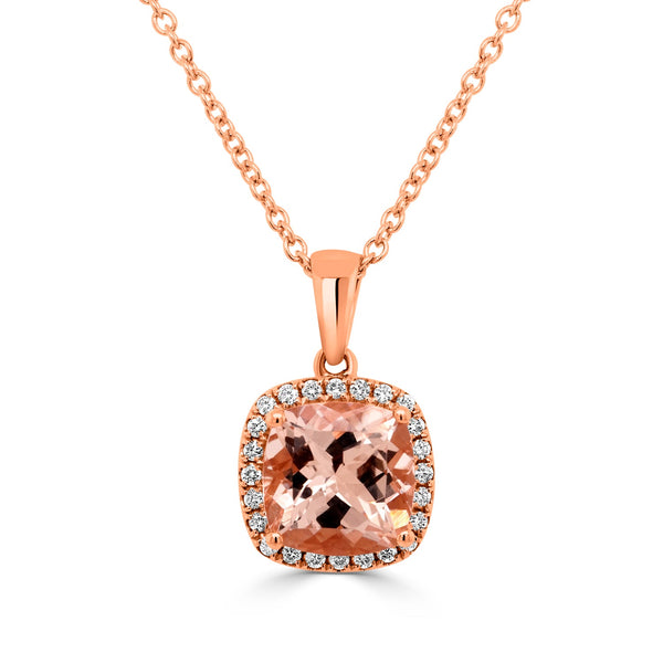 2.79ct Morganite Pendant with 0.17tct Diamonds set in 14K Rose Gold