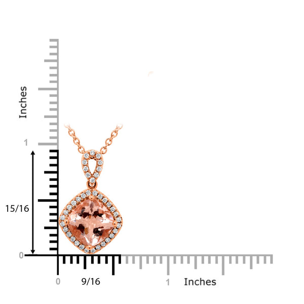 2.54ct Morganite Pendant with 0.21tct Diamonds set in 14K Rose Gold