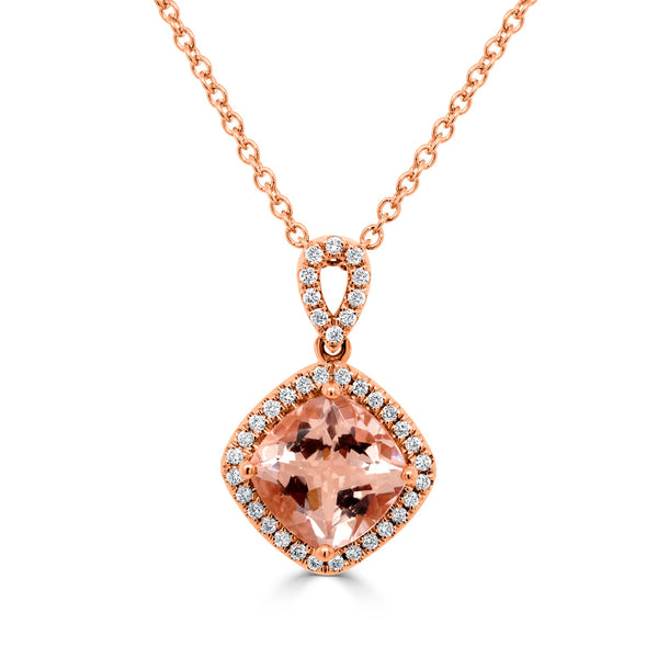 2.54ct Morganite Pendant with 0.21tct Diamonds set in 14K Rose Gold