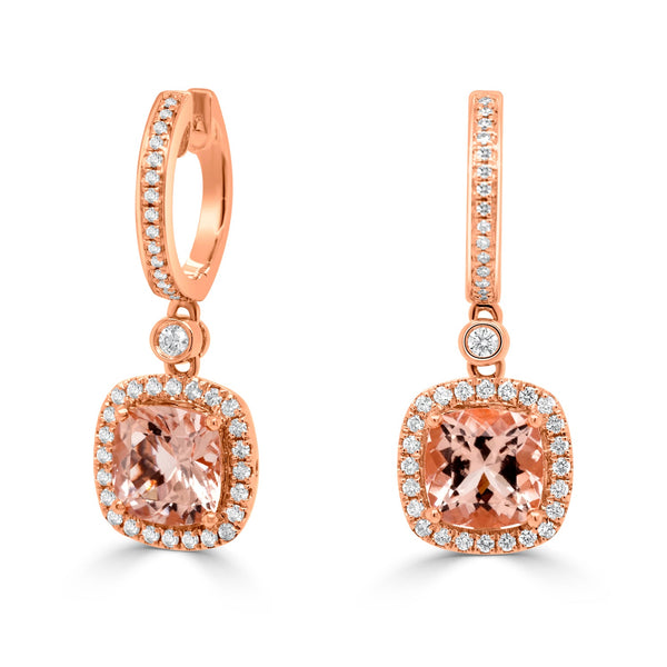 4.09tct Morganite Earring with 0.52tct Diamonds set in 14K Rose Gold