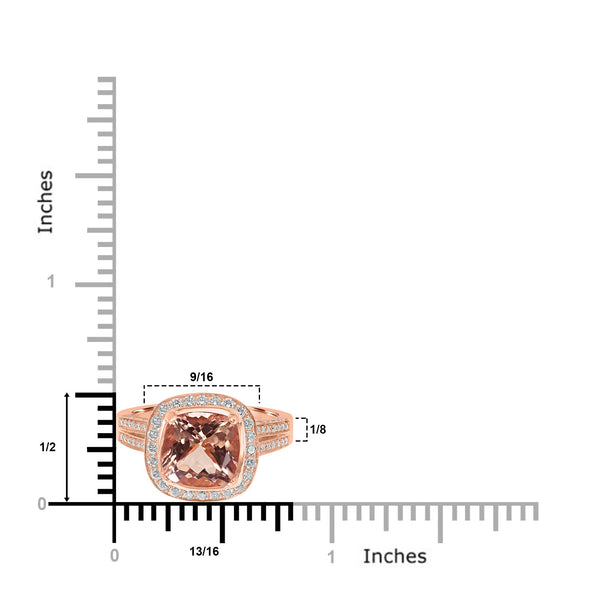 2.25ct Morganite Rings with 1.05tct Diamond set in 14K Rose Gold