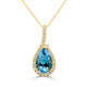 2.75 Aquamarine Pendants with 0.26tct Diamond set in 14K Yellow Gold