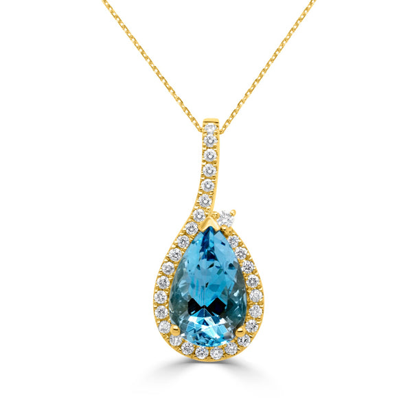 2.75 Aquamarine Pendants with 0.26tct Diamond set in 14K Yellow Gold