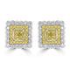 0.16tct Yellow Diamond Earring with 1.2tct Diamonds set in 18K Two Tone Gold