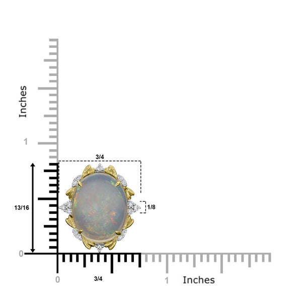 16.3ct Opal Ring with 0.33tct Diamonds set in 14K Two Tone Gold