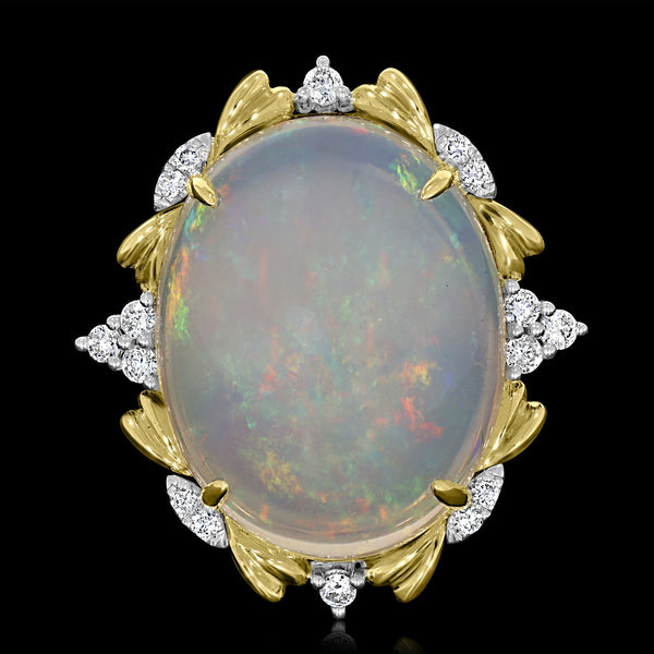 16.3ct Opal Ring with 0.33tct Diamonds set in 14K Two Tone Gold