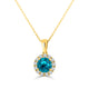 2.24ct Blue Zircon Pendant with 0.23tct Diamonds set in 14K Yellow Gold