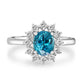 2.35ct Blue Zircon Ring with 0.34tct Diamonds set in 14K White Gold