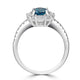 2.14ct Blue Zircon Ring with 0.53tct Diamonds set in 14K White Gold