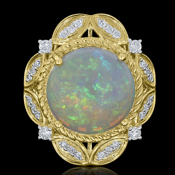 8.32ct Opal Ring with 8.32tct Diamonds set in 14K Yellow Gold