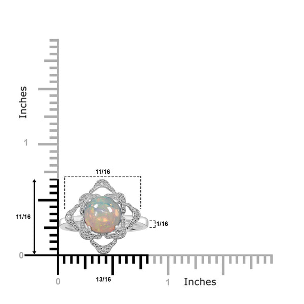 1.58ct Opal Rings with 0.05tct Diamond set in 14K White Gold