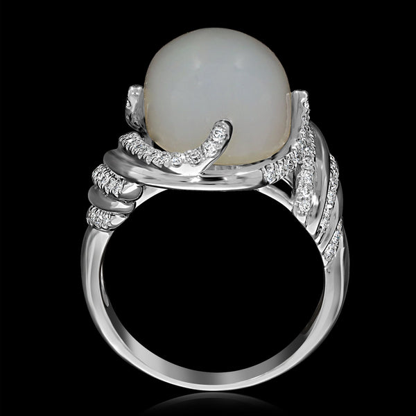 8.05ct Opal Ring with 0.47tct Diamonds set in 14K White Gold