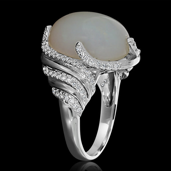 8.05ct Opal Ring with 0.47tct Diamonds set in 14K White Gold