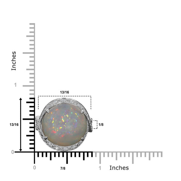 14.25ct Opal Ring with 0.26tct Diamonds set in 14K White Gold