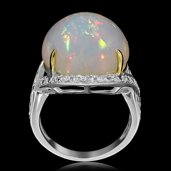 14.25ct Opal Ring with 0.25tct Diamonds set in 14K Two Tone Gold