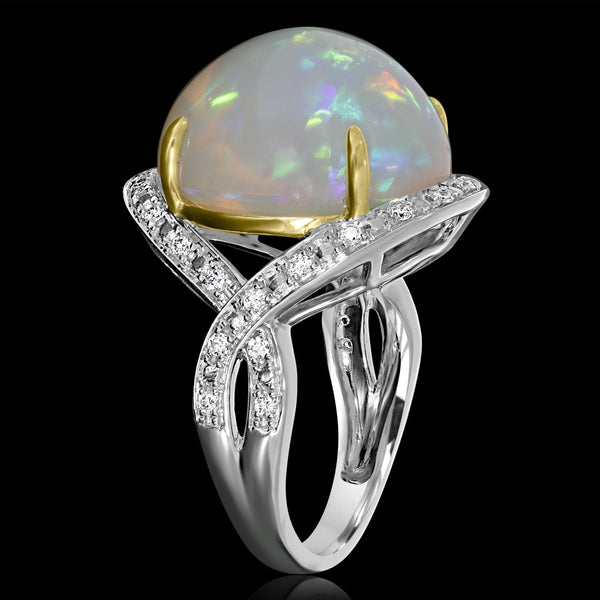 14.25ct Opal Ring with 0.25tct Diamonds set in 14K Two Tone Gold