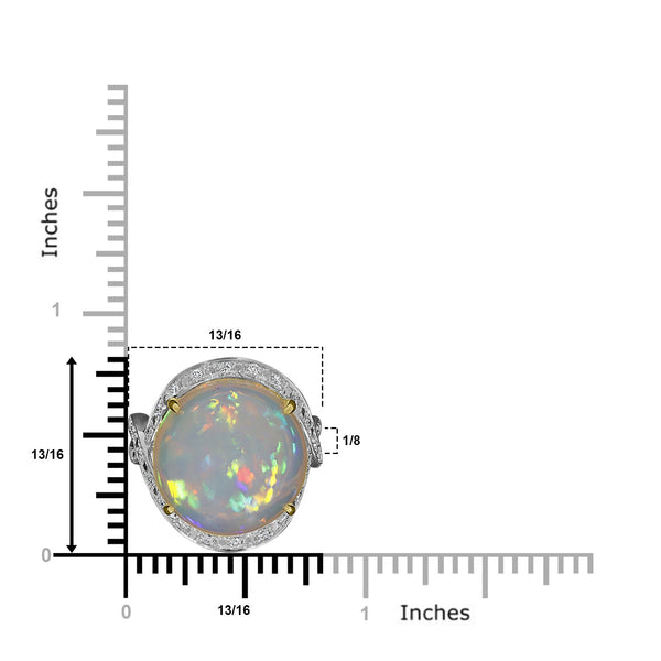 14.25ct Opal Ring with 0.25tct Diamonds set in 14K Two Tone Gold