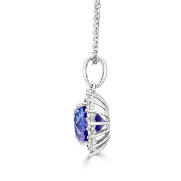 4.92ct Tanzanite Pendant with 0.64tct Diamonds set in 14K White Gold