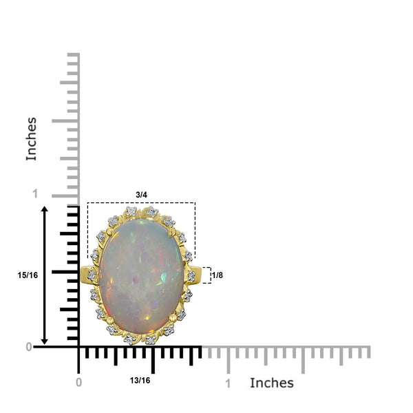 10.1ct Opal Ring with 0.15tct Diamonds set in 14K Yellow Gold