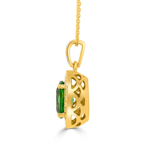 2.03ct Tsavorite Pendant with 0.24tct Diamonds set in 14K Yellow Gold