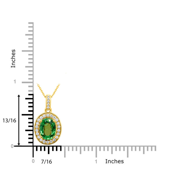 2.03ct Tsavorite Pendant with 0.24tct Diamonds set in 14K Yellow Gold