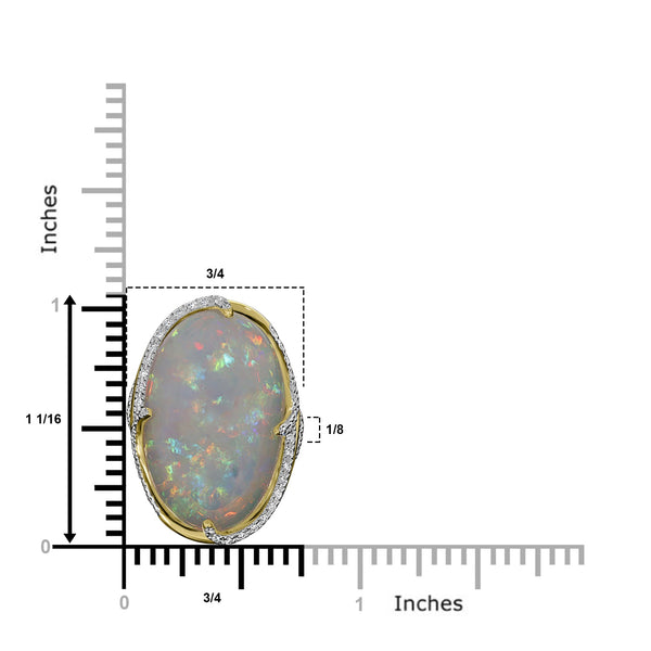 14.04ct Opal Ring with 0.25tct Diamonds set in 14K Yellow Gold